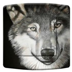 Decorated wolf head light switch - Interrupteur simple