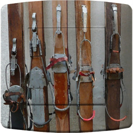 Decorated vintage skis light switch
