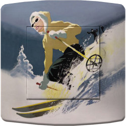 Decorated skier in powder snow light switch - Interrupteur simple