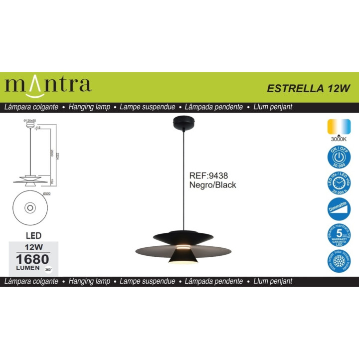 Estrella dimmable LED pendant light