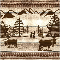 Interrupteur décoré poya 2 vaches - Marron | Interrupteur simple