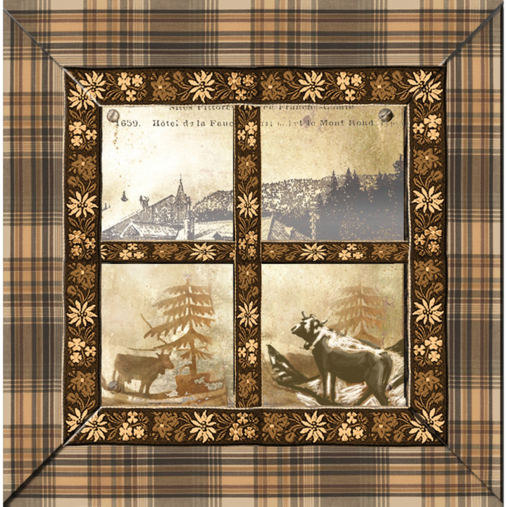 Interruttore decorato paesaggio montagna con cornice edelweiss