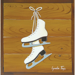 Decorated switch ice skates wood background - Interrupteur simple