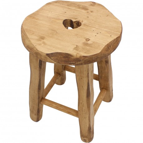 Tabouret rond coeur rustique