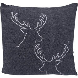 Coussin 2 têtes de cerf - Anthracite