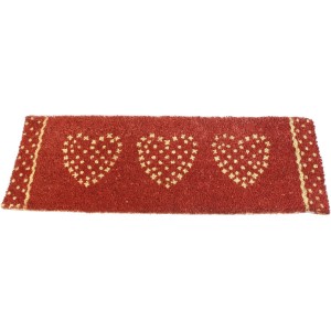 Paillasson rectangle coeurs rouge