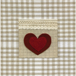 Interrupteur décoré coeur vichy beige