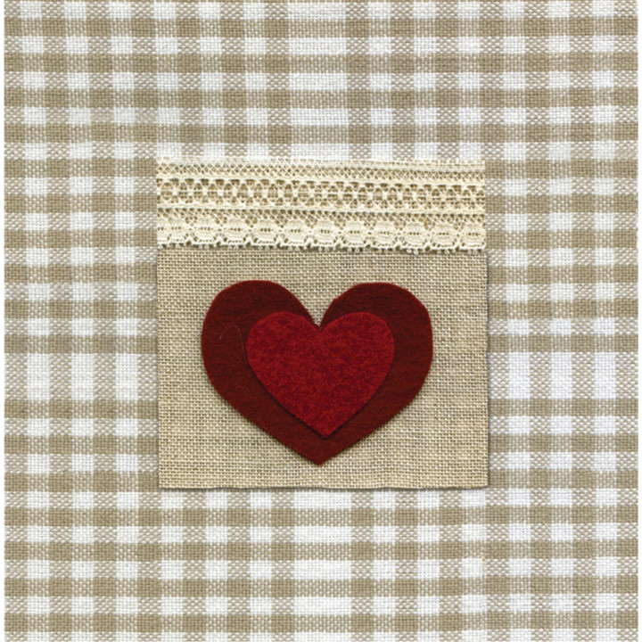 Interrupteur décoré coeur vichy beige