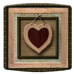 Decorated light switch with red wood heart