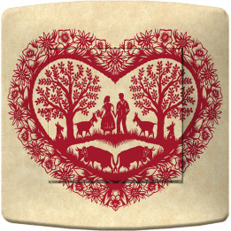 Decorated light switch with red poya heart