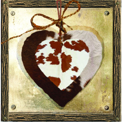 Decorated light switch with hanging cowhide heart - Interrupteur simple