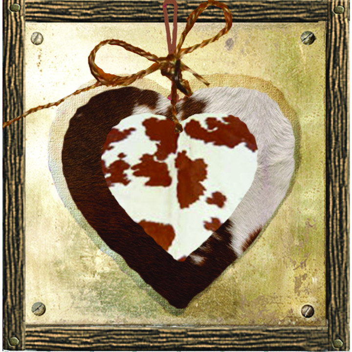Decorated light switch with hanging cowhide heart